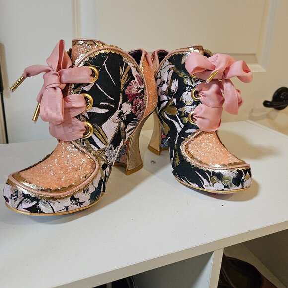 Irregular Choice Floral and Glitter Bootie - Picture 3 of 10